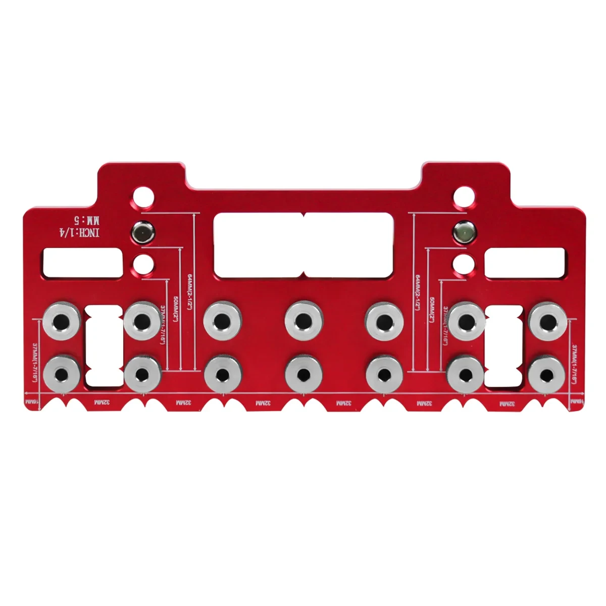 JIGHOLE 5mm 1/4 Inch Aluminum Alloy Cabinet Hardware Jig Pocket Hole Jig Drill Guide Shelf Pin Punch Locator for Straight Holes — view 3