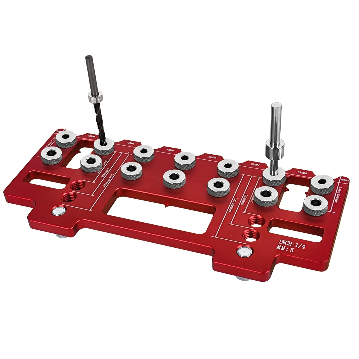 JIGHOLE 5mm 1/4 Inch Aluminum Alloy Cabinet Hardware Jig Pocket Hole Jig Drill Guide Shelf Pin Punch Locator for Straight Holes — view 5
