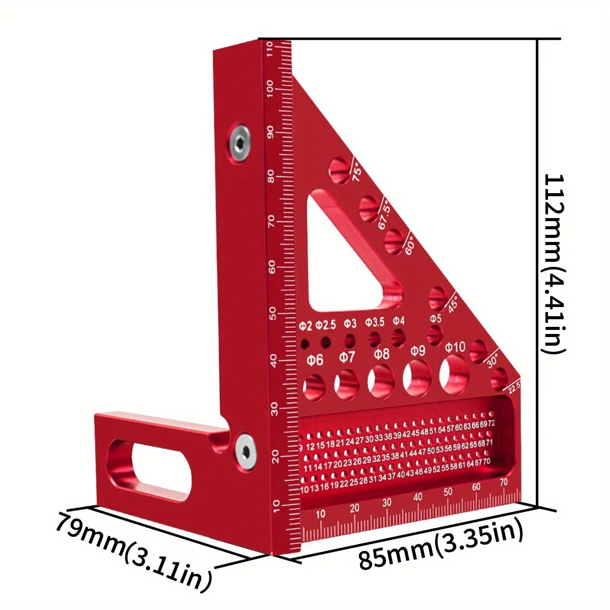 JIGHOLE 5th Generation 3D Multi-angle Measuring Ruler Square Ruler 22.5-90 Degree Protractor Aluminum Alloy Scriber for Woodworking Carpenters Craftsmen — view 7