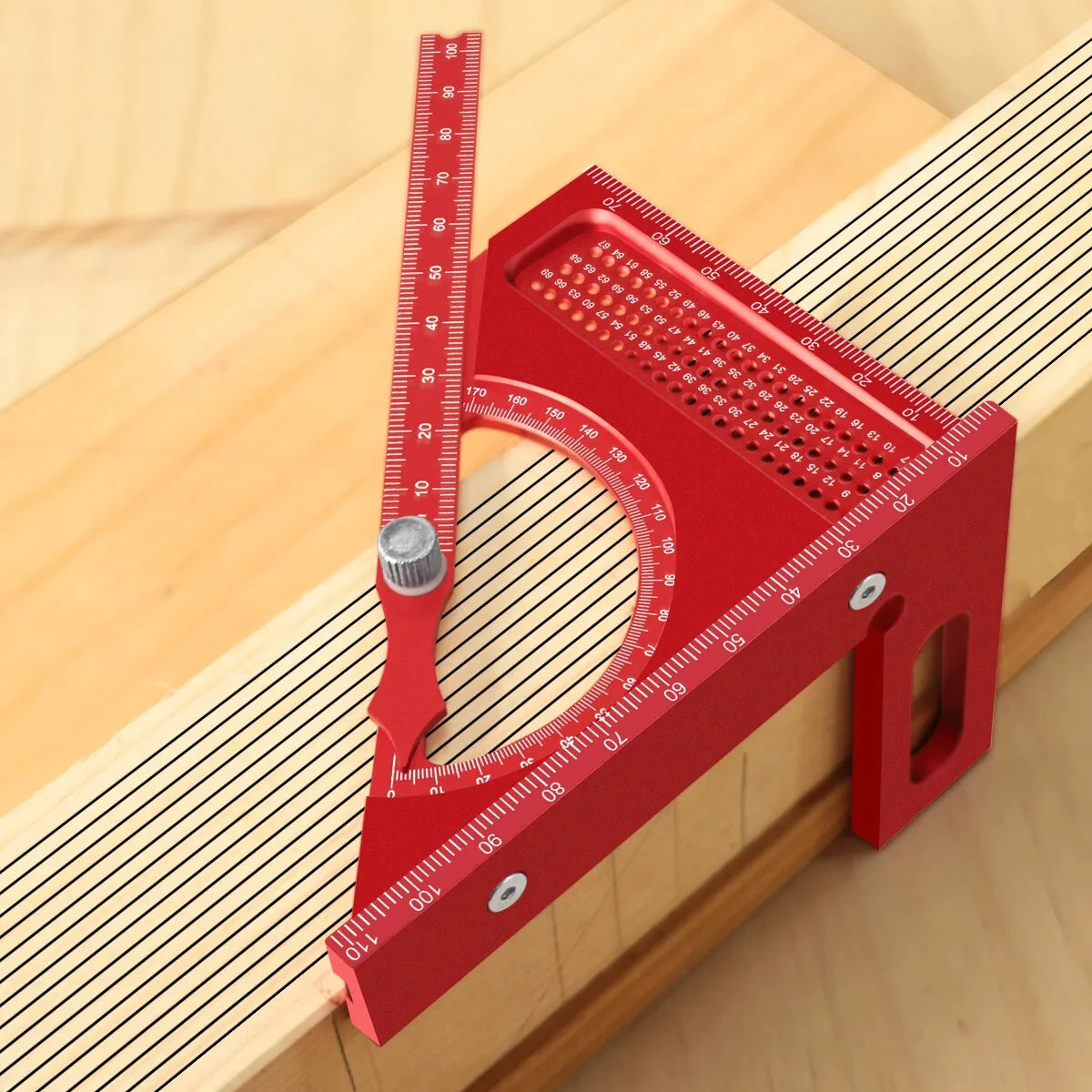 JIGHOLE Adjustable 180 Degree Aluminum Alloy 3D Triangle Measuring Ruler Protractor Carpentry Square Metric Inch Scale CNC Scribing Tool — view 2