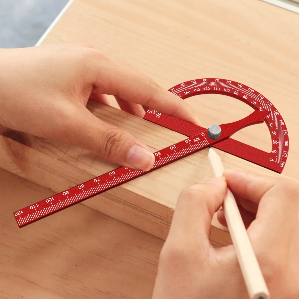 JIGHOLE Adjustable Aluminum Alloy T Shaped Angle Ruler Protractor Metric Scale Laser Engraved Woodworking Measurement Tool Accurate Angle Positioning