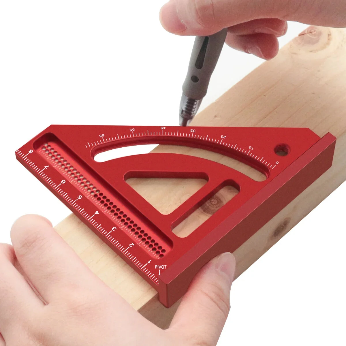 JIGHOLE Multi-Angle Measuring Ruler Protractor Height Gauge Square Ruler Aluminum Alloy Triangle Shape with Laser Engraved Metric Scale for Woodworking and Carpentry