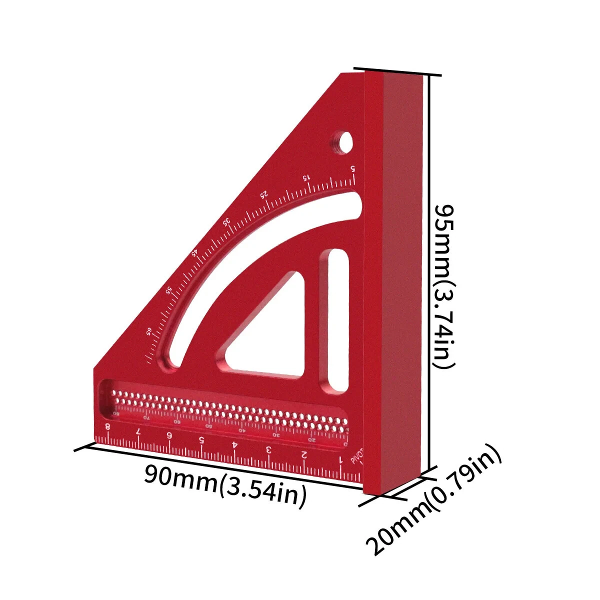 JIGHOLE Multi-Angle Measuring Ruler Protractor Height Gauge Square Ruler Aluminum Alloy Triangle Shape with Laser Engraved Metric Scale for Woodworking and Carpentry — view 9