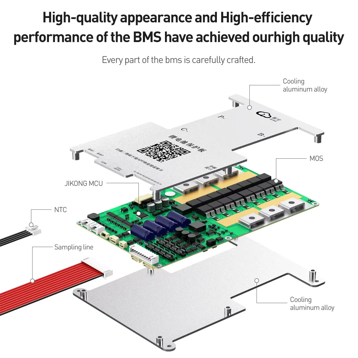 JIKONG BMS Battery Protection Board with 6 Interfaces RS485/CAN/Display/Heat/NTC Smart Active Balance BMS 40A 60A 80A 100A 200A 300A Lifepo4 Li-Ion Lto 18650 Battery BMS — view 4