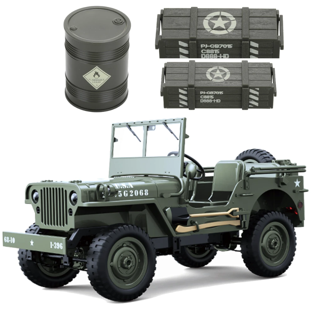 JJRC C8815 1/10 Willys Military Truck RC Car Parts Oil Drum Small Large Cartridges Box Vehicles Models Spare Decoration DIY Accessories — JJRC