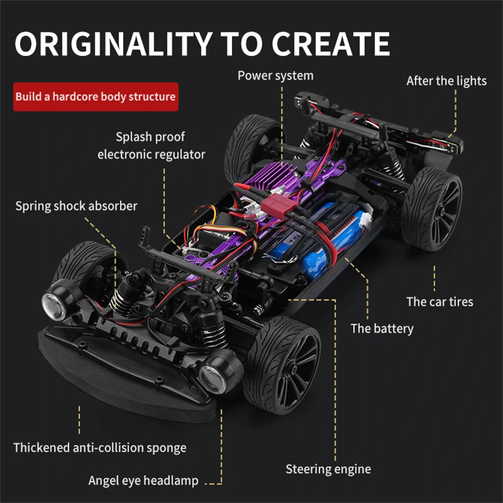 JJRC Q142 RTR 1/14 2.4G 4WD Drift RC Car Retro LED Light High Speed Full Proportional Flat On-Road Vehicles Models Toys — view 6