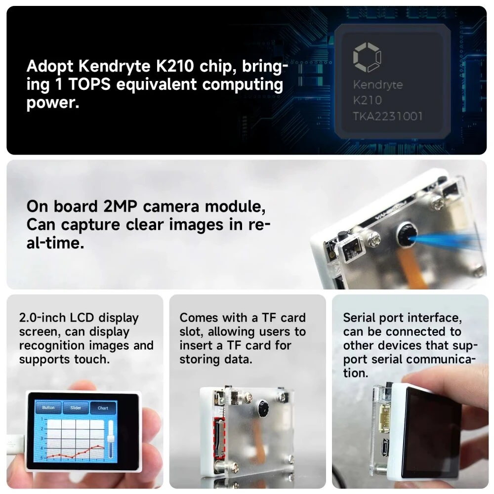 K210 Visual Recognition Module with 2MP Camera OV2640 2 inch LCD Capacitive Touch Screen For DIY Robot Car Kit RaspberryPi — view 6