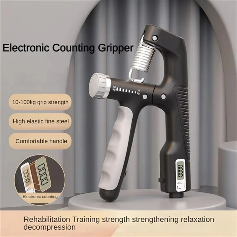 KALOAD 10-100Kg Adjustable Electronic Counting Hand Grip Finger Exerciser for Forearm Muscle Recovery Fitness Gym Training — view 2