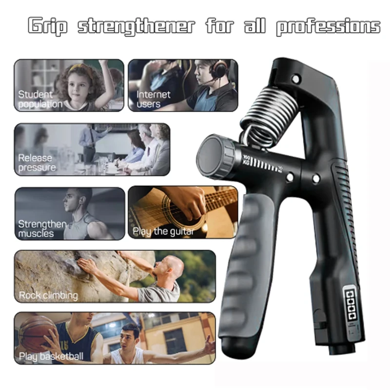 KALOAD 10-100Kg Adjustable Electronic Counting Hand Grip Finger Exerciser for Forearm Muscle Recovery Fitness Gym Training — view 3