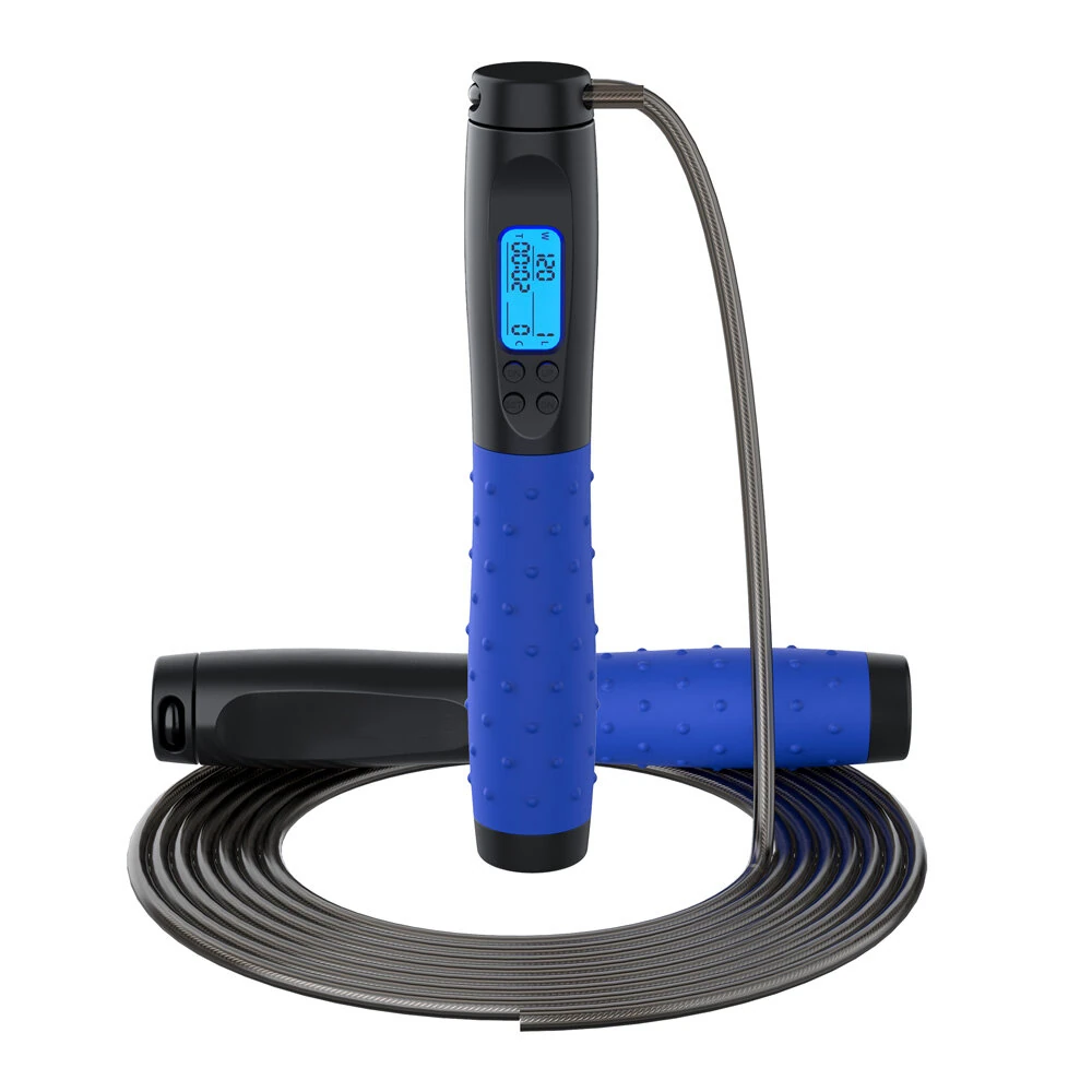 KALOAD 10" Digital Jump Rope with Counter HD LCD Display Ball Bearings Rapid Speed Jump Rope Cable 360°Tangle-free Design Rope / Cordless Option — view 3
