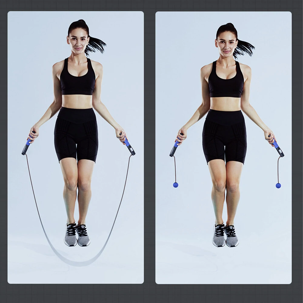 KALOAD 10" Digital Jump Rope with Counter HD LCD Display Ball Bearings Rapid Speed Jump Rope Cable 360°Tangle-free Design Rope / Cordless Option — view 9