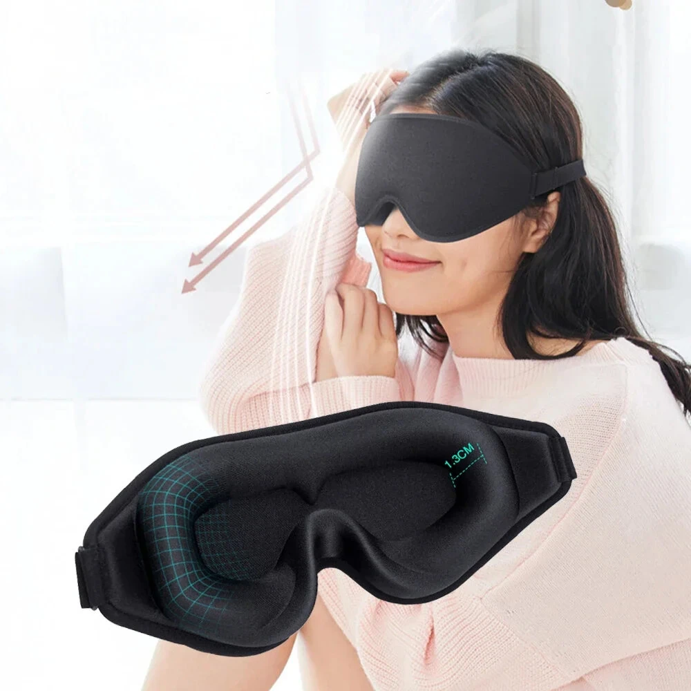 KALOAD 3D Deep Socket Rebound Memory Foam Sleeping Eye Mask Adjustable Strap Light Breathable Face Eyepatch for Deep Sleep Yoga Travel — view 2