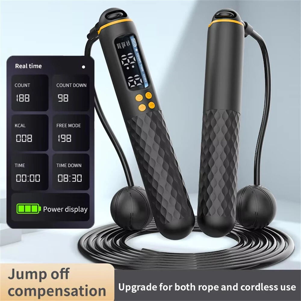 KALOAD Bluetooth Smart Count Jump Rope Type-C Charging Weighted / Cordless Wire Rope Adjustable Jump Rope Trainer Digital Wireless Calorie Counter — view 3