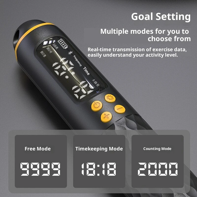 KALOAD Bluetooth Smart Count Jump Rope Type-C Charging Weighted / Cordless Wire Rope Adjustable Jump Rope Trainer Digital Wireless Calorie Counter — view 5