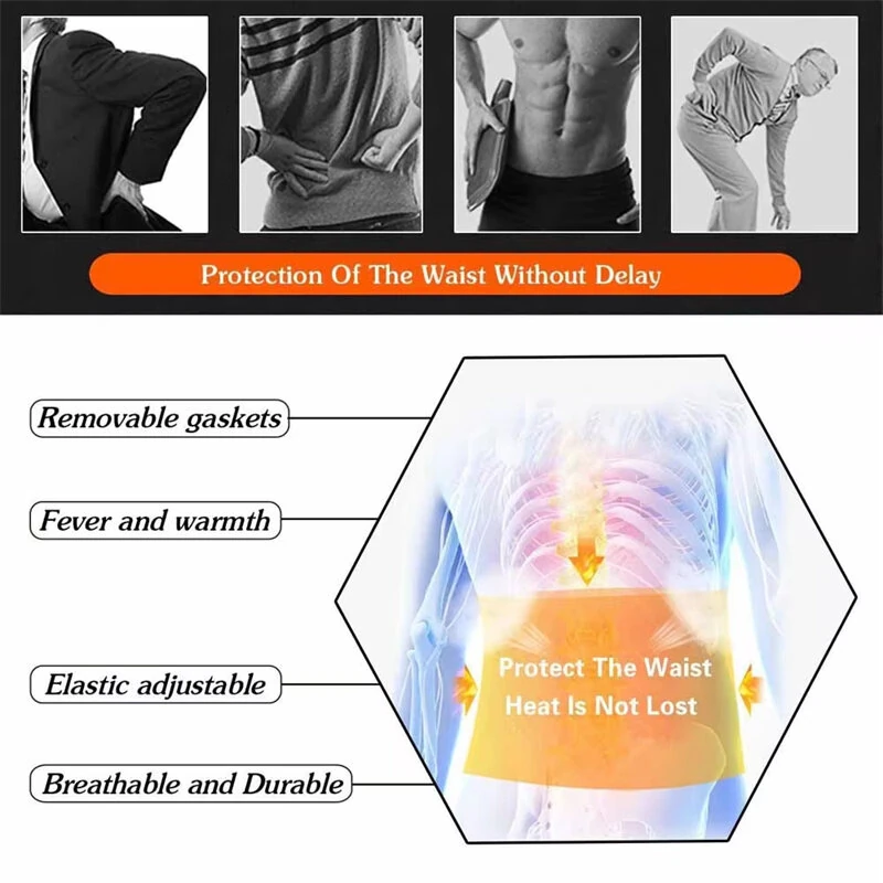 KALOAD Heating Waist Belt Steel Plate Warm Heating Lower Back Supports Waist Brace Support Belt Band — view 3