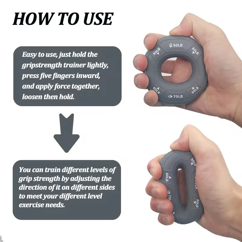 KALOAD Silicone Adjustable 20-90LB Hand Grip Strength Exercise Gripping Ring Fitness Finger Forearm Trainer Carpal Expander — view 4