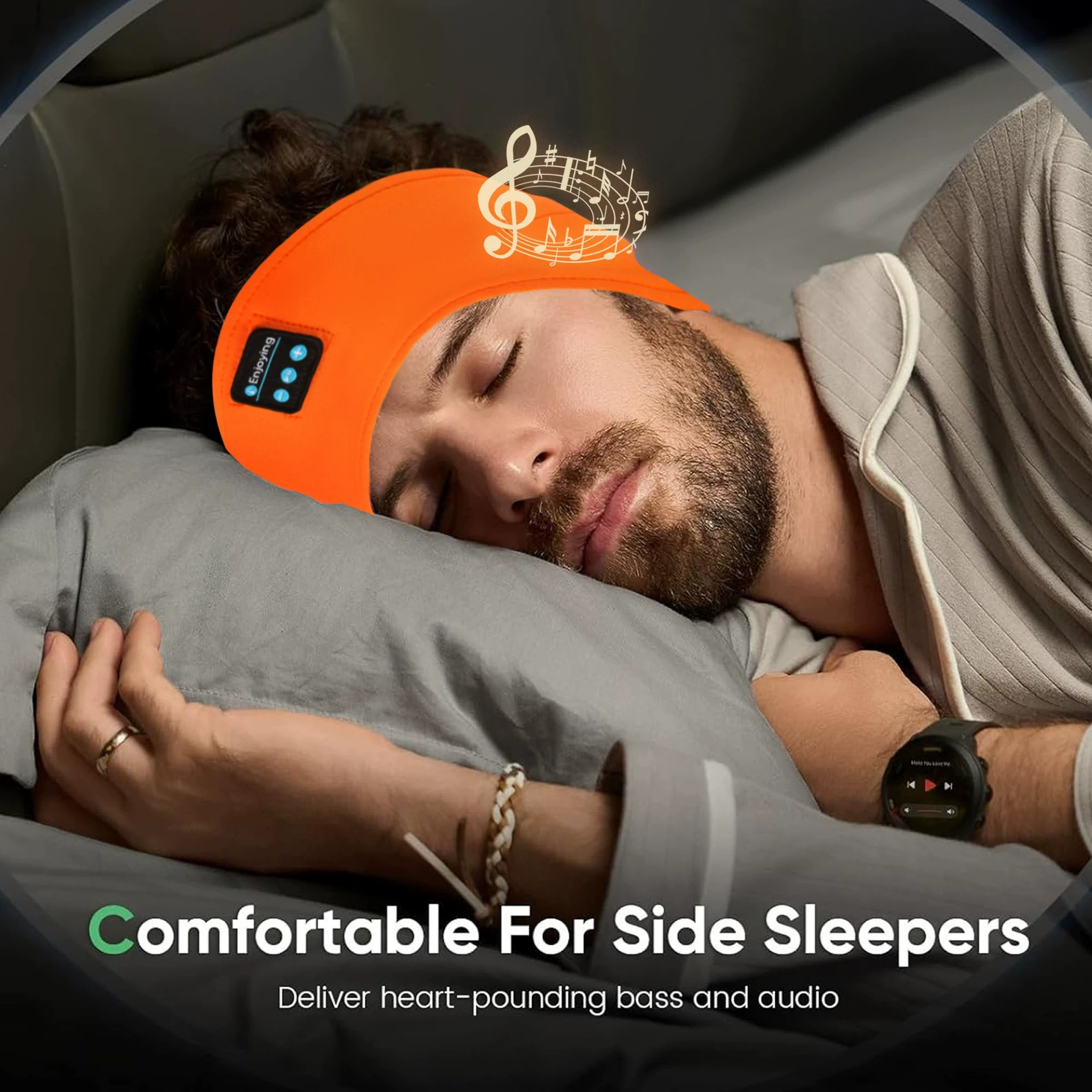 KALOAD Wireless Noise Bluetooth V5.3 Sleep Headband USB Charging Soft Comfty Breathable Sweatproof Sports Headband — view 6