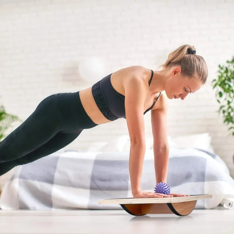 KALOAD Wooden Wobble Balance Board Adult Exercises Training Balancing Rocking Board Level Training Balance Pedal Gym Exercise Pad for Home Fitness — view 3