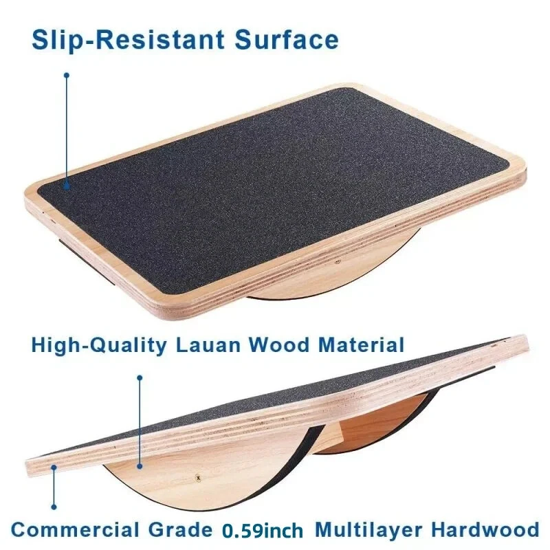 KALOAD Wooden Wobble Balance Board Adult Exercises Training Balancing Rocking Board Level Training Balance Pedal Gym Exercise Pad for Home Fitness — view 8