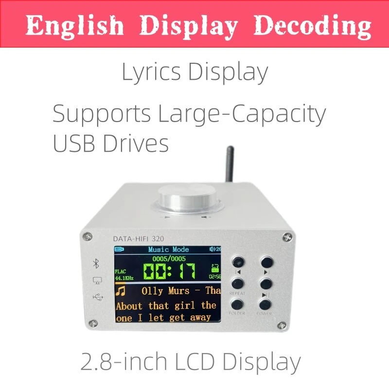 KCX TFT2.8 PLAYER02 Bluetooth 5.3 Audio Decoder Board 2.8 Inch IPS Screen MP3 FLAC WAV Playback USB Sound Card LINE Input EQ Settings — view 6