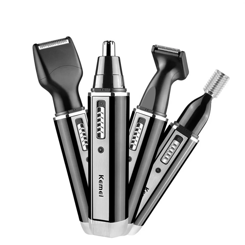 Kemei 4-in-1 Nose Ear Hair Trimmer with High-Quality Stainless Steel Blades Washable and Replaceable Trimming Head Compact Portable Design 60 minutes Working Time with Charging Indicator — view 3