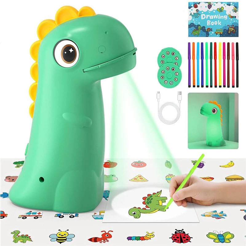 Kids Drawing Projector Trace and Draw Projector Art Sketcher Smart Table LED Light Painting Board Learning Educational Toys Cute Dinosaur Children Toy for Toddlers Boys Girls Birthday Gift — view 2