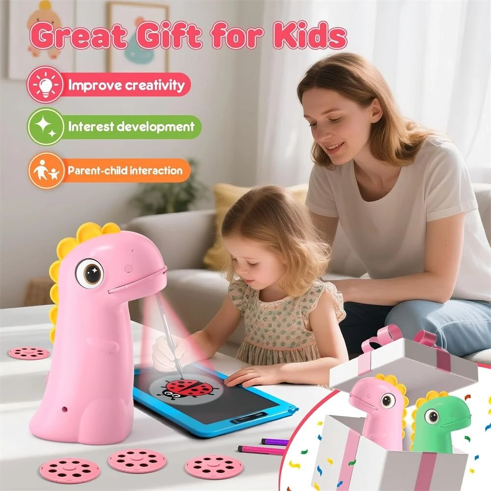 Kids Drawing Projector Trace and Draw Projector Art Sketcher Smart Table LED Light Painting Board Learning Educational Toys Cute Dinosaur Children Toy for Toddlers Boys Girls Birthday Gift — view 5