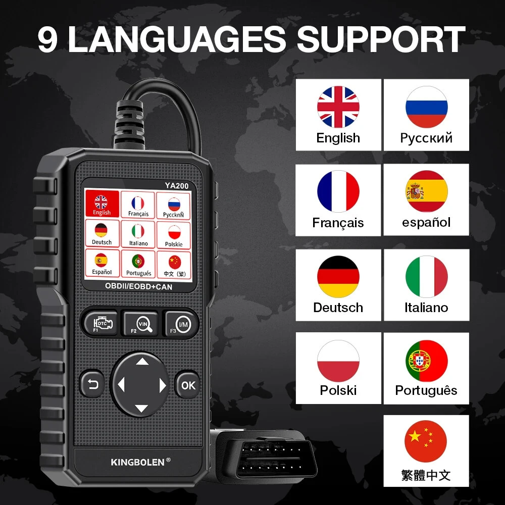 Kingbolen YA200 OBD2 Scanner Multi-Language Car Diagnostic Tool Engine Code Reader DTC Lookup Voltage Test Life Free Update — view 10