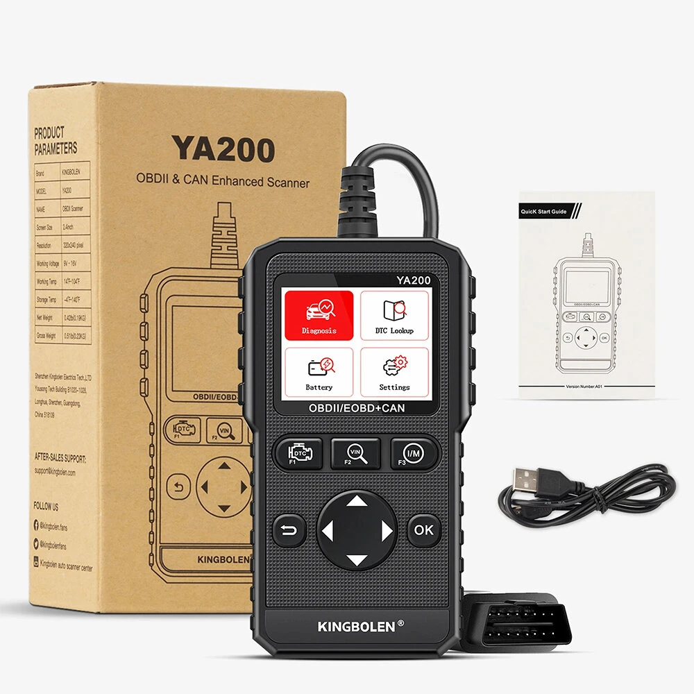 Kingbolen YA200 OBD2 Scanner Multi-Language Car Diagnostic Tool Engine Code Reader DTC Lookup Voltage Test Life Free Update — view 2
