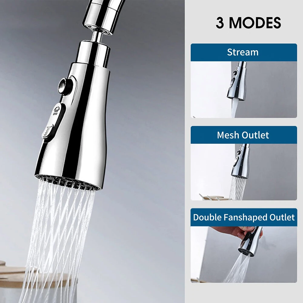Kitchen Faucet Spray Head 3 Function Spray Head 360° Swivel Faucet Spray Head Kitchen Faucet Water Saving Sink Aerator Replacement Spray Head — Kitchen