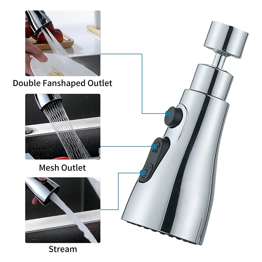 Kitchen Faucet Spray Head 3 Function Spray Head 360° Swivel Faucet Spray Head Kitchen Faucet Water Saving Sink Aerator Replacement Spray Head — view 3