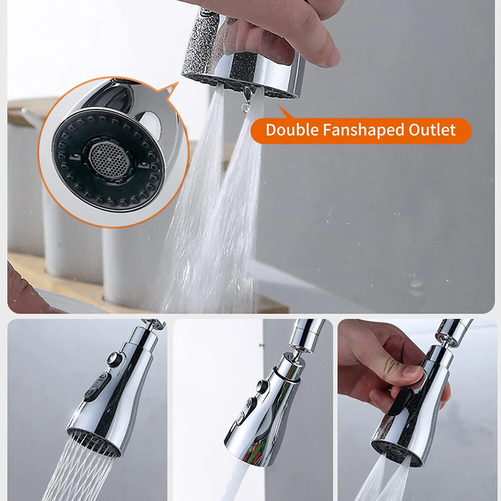 Kitchen Faucet Spray Head 3 Function Spray Head 360° Swivel Faucet Spray Head Kitchen Faucet Water Saving Sink Aerator Replacement Spray Head — view 4