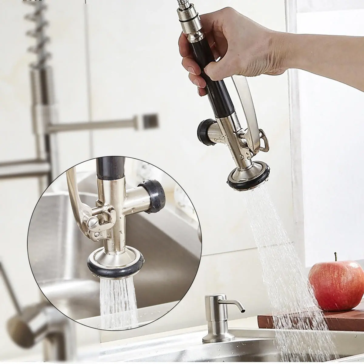 Kitchen Spray Head Swivel Sink Pull Down Pre-Rinse Faucet Tap Sprayer Repalcement Part — Kitchen