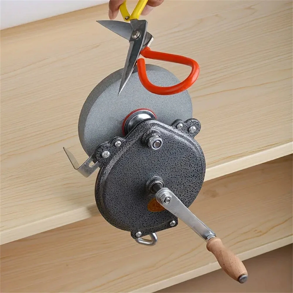 Knife Sharpener Hand-cranking Grinding Machine Sharpener Tool For Kitchen Knife Garden Tool Sharpener 6 Inches DIY Polishing Machine Tool Grinder — view 11