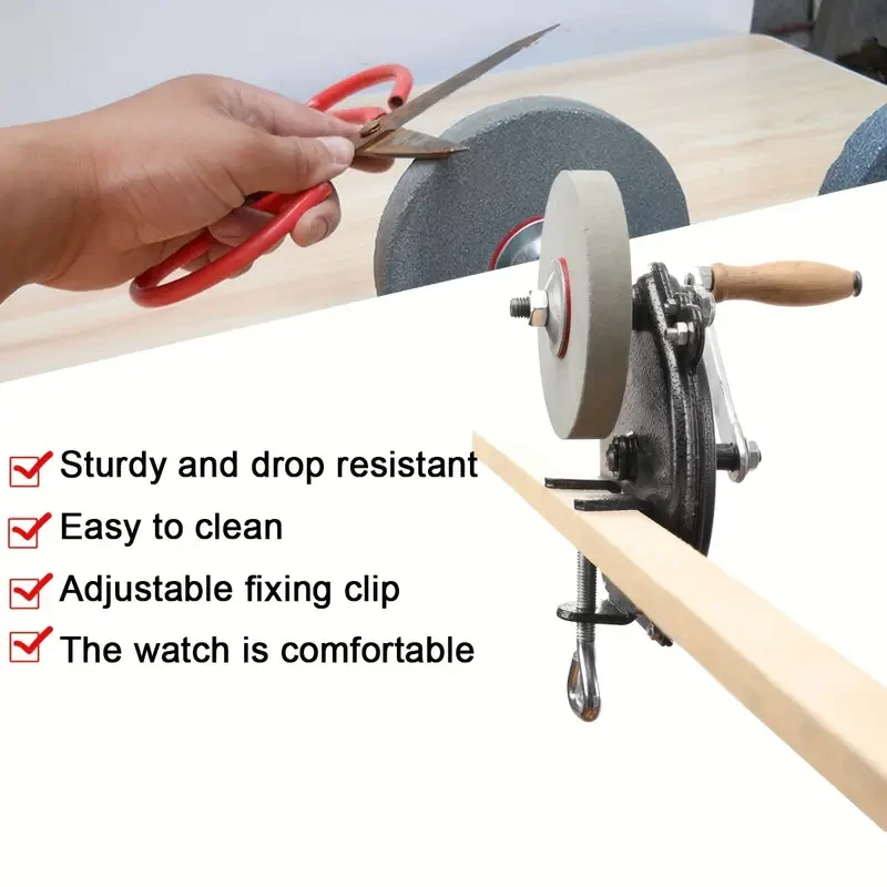 Knife Sharpener Hand-cranking Grinding Machine Sharpener Tool For Kitchen Knife Garden Tool Sharpener 6 Inches DIY Polishing Machine Tool Grinder — view 5