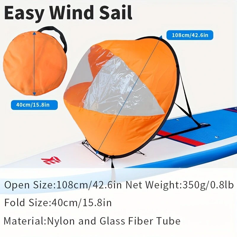 KOETSU Kayak Boat Wind Paddle Sailing Kit, Popup Board Sail Rowing Downwind Boat Windpaddle With Clear Window, Kayak Accessories — view 4