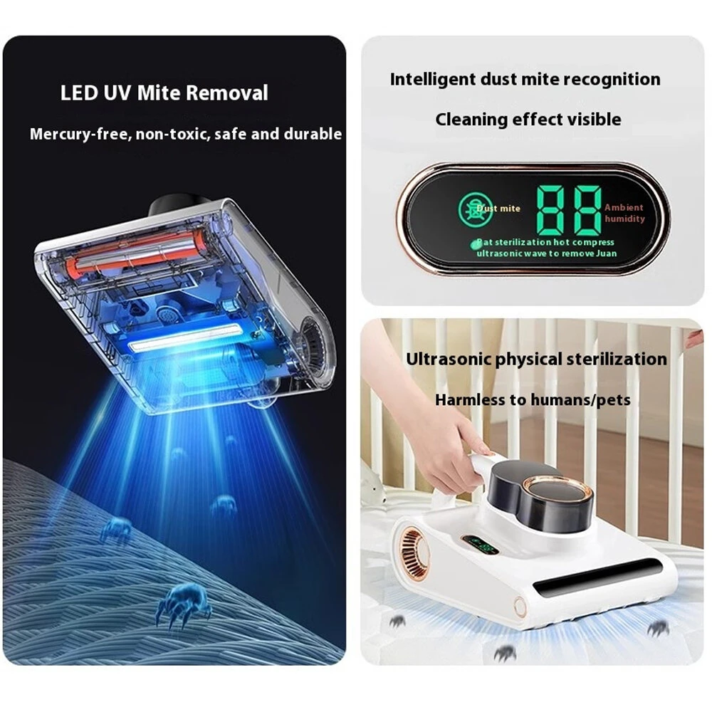 KONKA Mite Remover with UV Light 10000Pa Strong Suction Lightweight Bed Vacuum Cleaner Washable HEPA Filter Mattress Vacuum — view 4