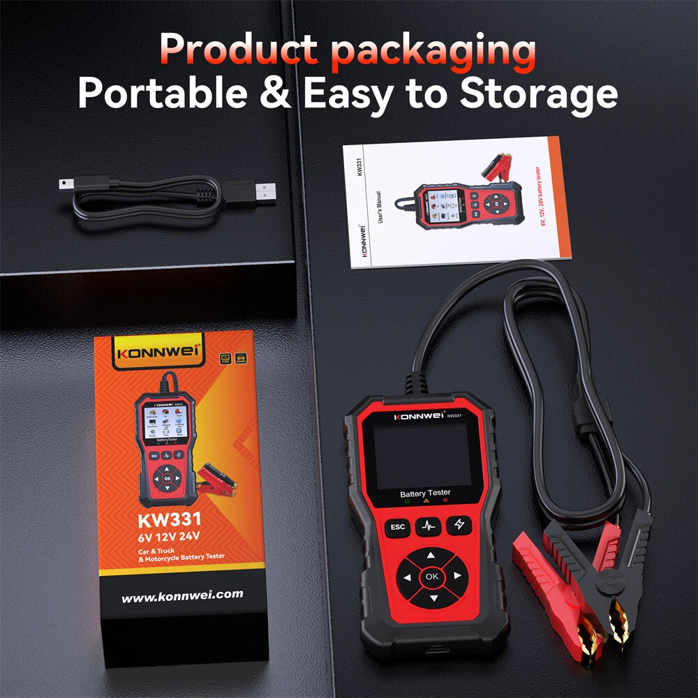 KONNWEI KW331 6V 12V 24V Automotive Lead-Acid Battery Tester Vehicle Battery Tester Analyzer — view 10