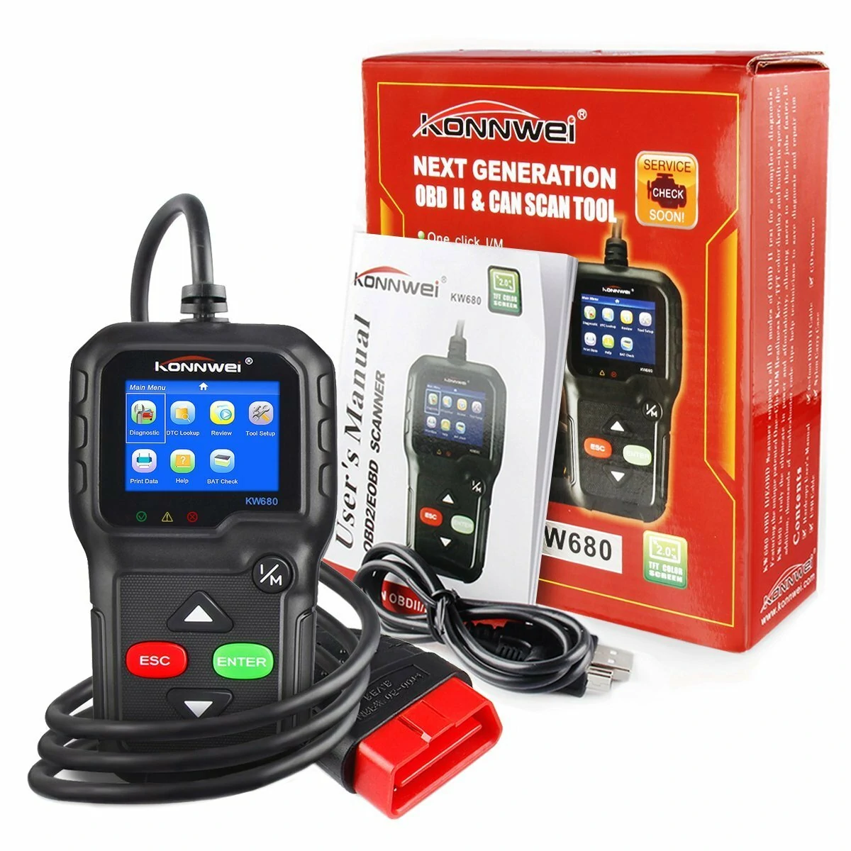 KONNWEI KW680 OBD2 Code Reader Universal Car Diagnostic Scanner Tool Full OBDII EOBD Function — view 5
