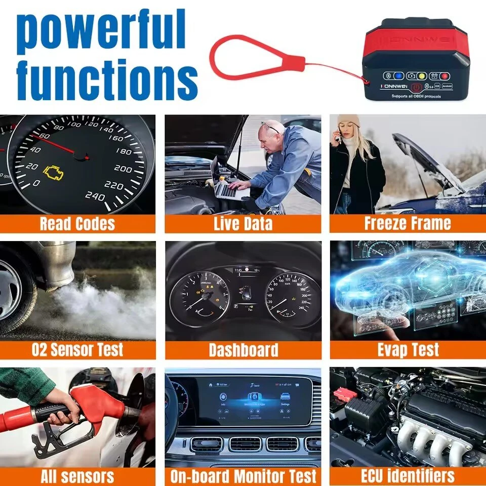 Konnwei KW905 Car OBD2 Scanner bluetooth 5.0 Engine Analyzer Android IOS Dual Mode Car Diagnostic Tool — view 2