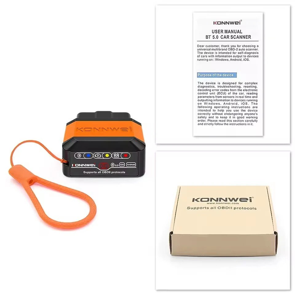 Konnwei KW905 Car OBD2 Scanner bluetooth 5.0 Engine Analyzer Android IOS Dual Mode Car Diagnostic Tool — view 6