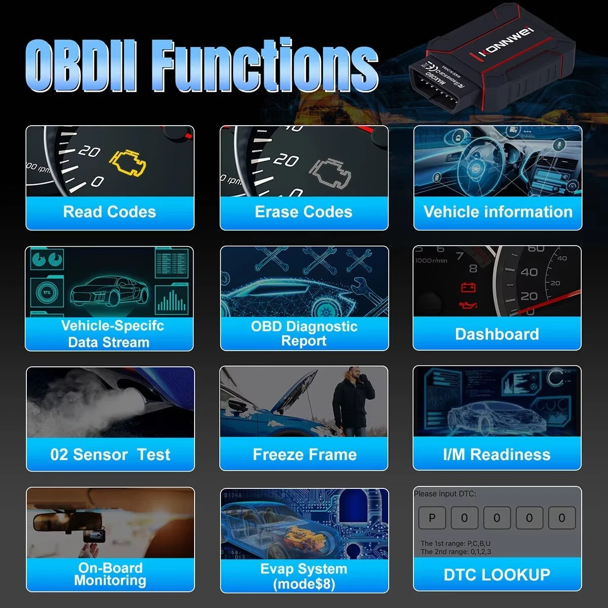 KONNWEI MAXOBD Full Car System OBD2 Scanner Diagnostic Tool for iOS Android Code Read Engineirbag Automatic Transmission ABS Alarm Fault Code Reader — view 6