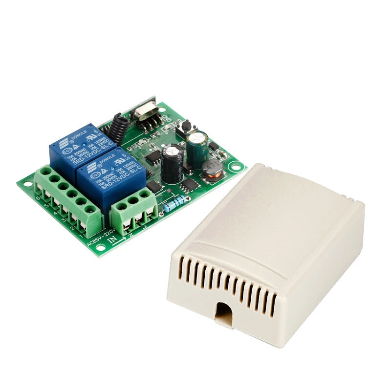 KR2202 433MHz AC 85-250V 2CH RF Remote Control Switch Controller + RF Relay Receiver For Light Garage Door Opener — view 2