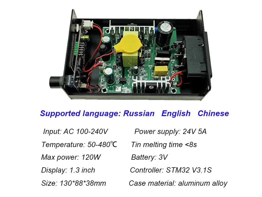 KSGER STM32 V3.1S Soldering Station 120W Adjustable Temperature 50-480°C OLED Screen Aluminum Alloy Auto Sleep Electric with K ILS Soldering Tips — view 6