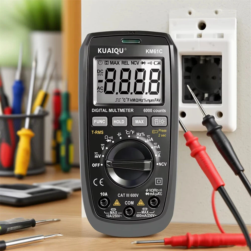 KUAIQU KM61B/KM61C Digital Multimeter 6000 Counts Auto Range True RMS Multimeter AC DC Voltage Current Resistance Capacitance Frequency Temperature Test — view 4