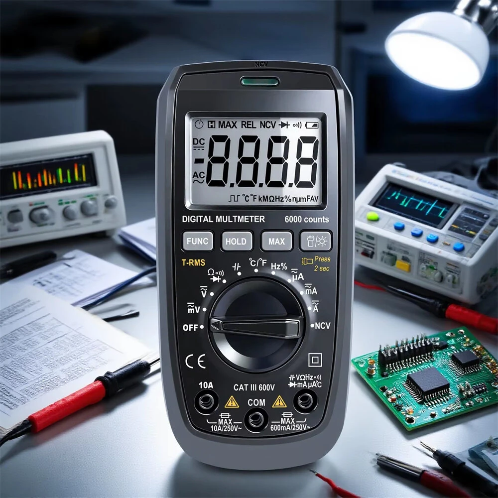KUAIQU KM61B/KM61C Digital Multimeter 6000 Counts Auto Range True RMS Multimeter AC DC Voltage Current Resistance Capacitance Frequency Temperature Test — view 7