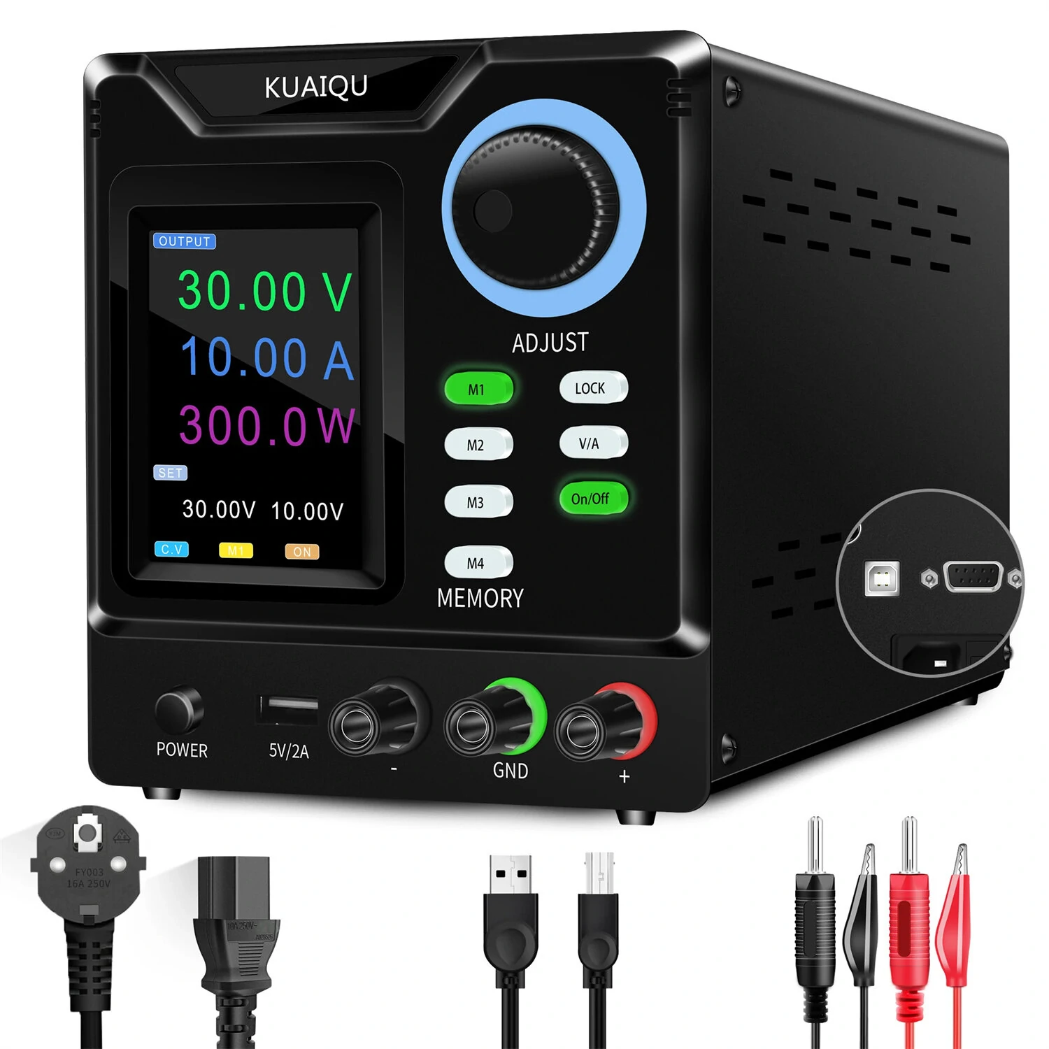 KUAIQU Programmable DC Power Supply Adjustable 305/3010/605/1203 with HD 4-Digit Color Display Precise Encoder Knobs USB Port Smart Cooling Fan — KUAIQU