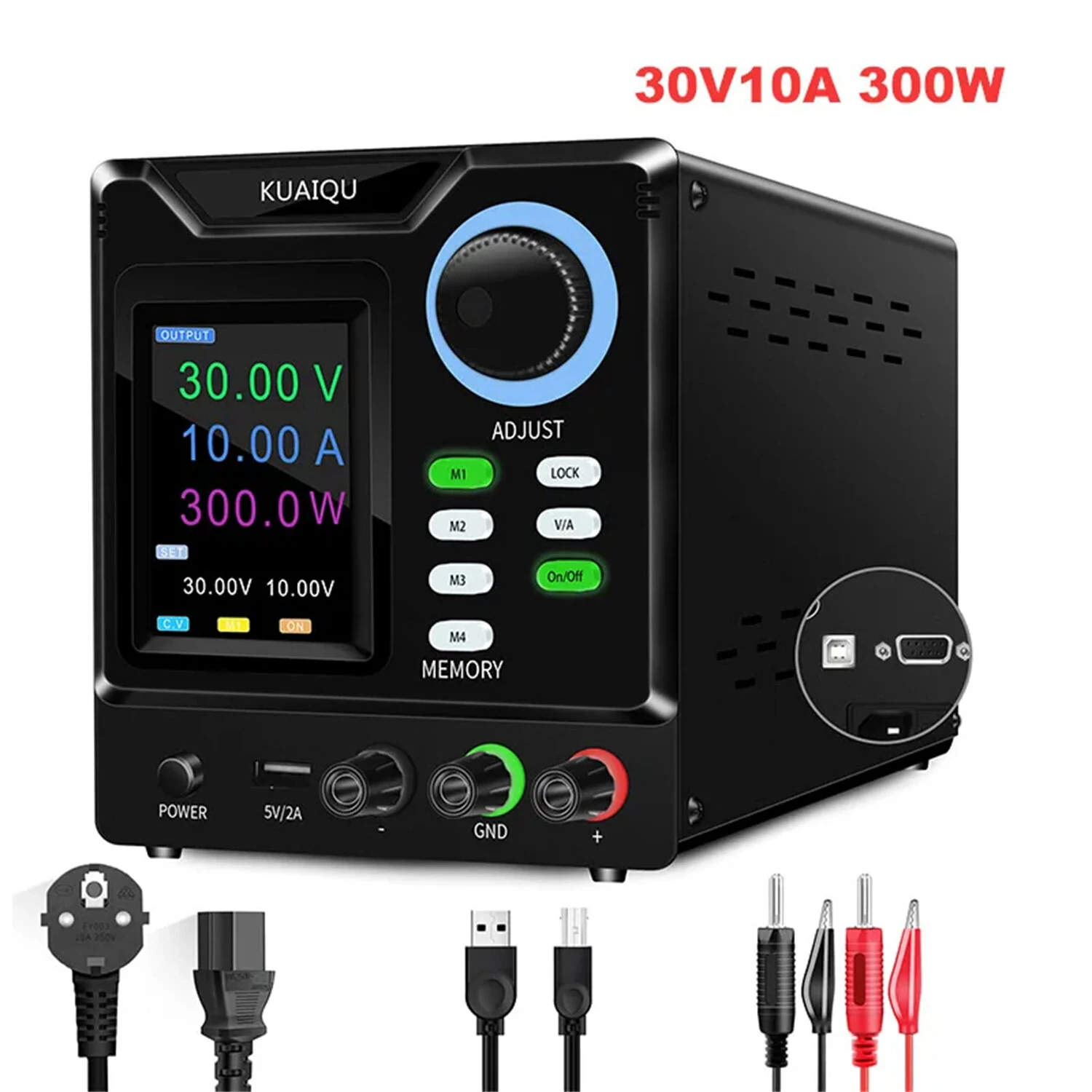 KUAIQU Programmable DC Power Supply Adjustable 305/3010/605/1203 with HD 4-Digit Color Display Precise Encoder Knobs USB Port Smart Cooling Fan — view 9