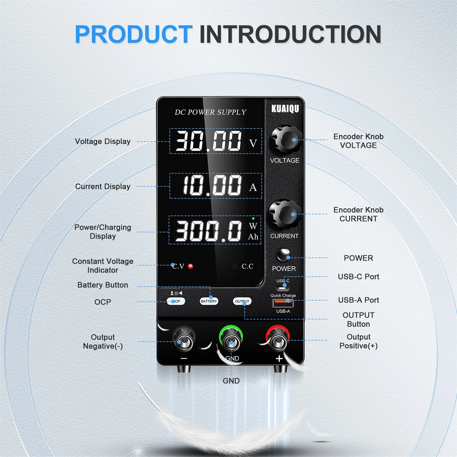KUAIQU SPPS-C Series Programmable DC Power Supply Rechargeable Version 0-10A 150W 300W 360W 0-120V Adjustable Voltage Current LED Display Lab Testing Industrial Use EU Plug — view 8