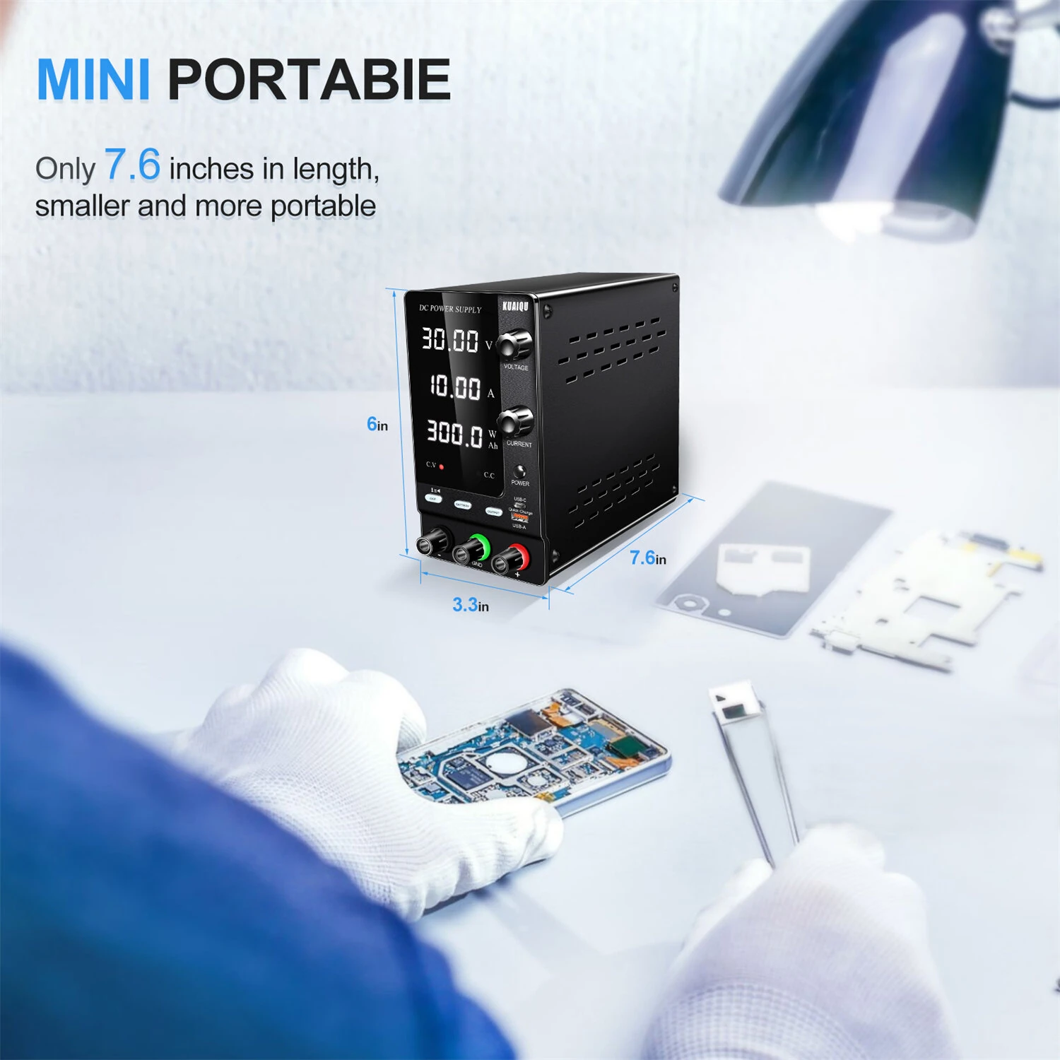 KUAIQU SPPS-C Series Programmable DC Power Supply Rechargeable Version 0-10A 150W 300W 360W 0-120V Adjustable Voltage Current LED Display Lab Testing Industrial Use EU Plug — view 9